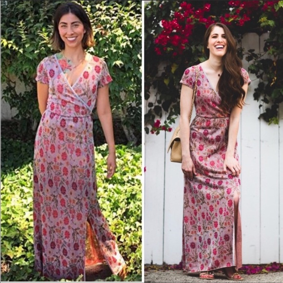 ✨Anthro Posy Floral Metallic Knit Maxi Dress - Picture 2 of 8